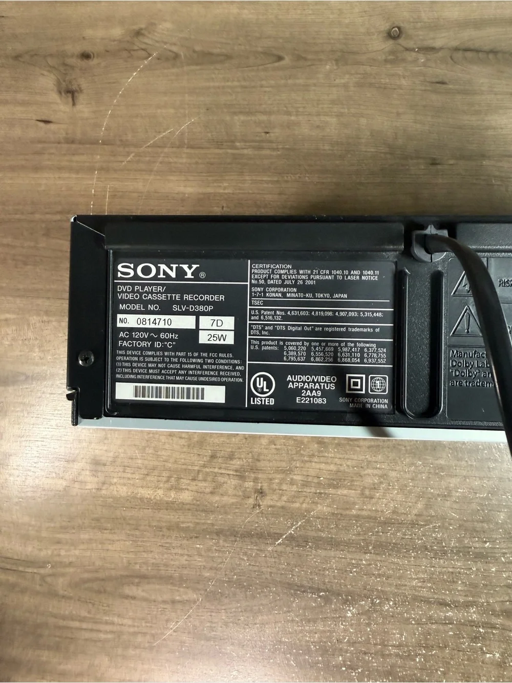 Sony SLV-D380P DVD VHS VCR Combo Player Recorder Hi-Fi Stereo Tested No Remote